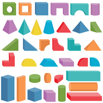 Multi-colored insulated wooden blocks for the construction of a children's tower, castle, house. Vector illustration.