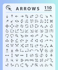 arrows set, line editable icons