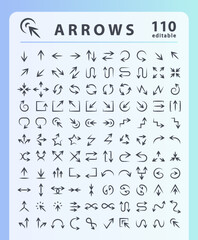 arrows set, line editable icons