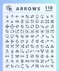 arrows set, line editable icons