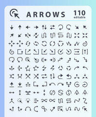 arrows set, line editable icons