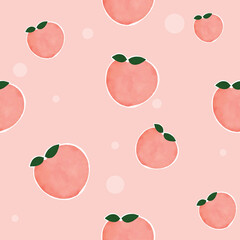 Peach fruit pattern seamless hand drawn