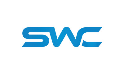 SWC monogram linked letters, creative typography logo icon
