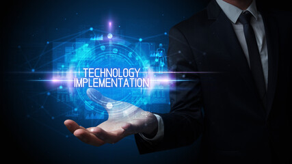 Man hand holding digital technology concept