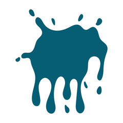 Vector paint splash. Dark blue melt drips. Abstract cartoon liquid.