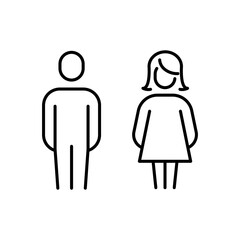 Simple linear icon silhouette of a man and a woman