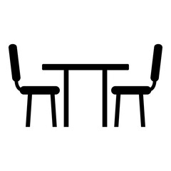 Muebles de cocina. Silueta de mesa de comedor con sillas aislada