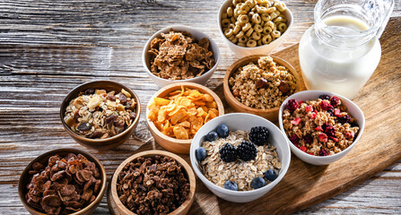Composition with different sorts of breakfast cereal products