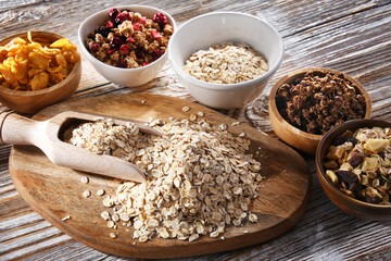 Composition with different sorts of breakfast cereal products