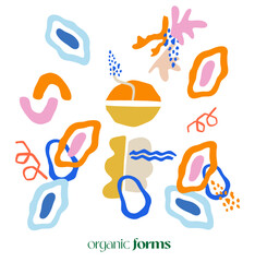 Vector Organic Abstraction Landscape Plants Fruits Cut Pieces of Paper Shapes Flowers Bouquets Vase