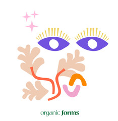 Vector Organic Abstraction Landscape Plants Fruits Cut Pieces of Paper Shapes Flowers Bouquets Vase