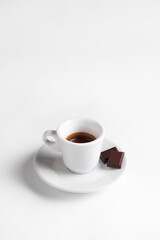 Coffee cup with chocolate  on a white background.Cup of espresso.