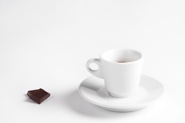 Coffee cup with chocolate  on a white background.Cup of espresso.