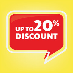 discount up to 20% sign label , good for retail business banner design. perfect to put on your product content