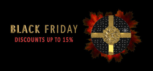 Black friday sale 15% off banner, black friday sales background with 15% discount black friday poster 15% off