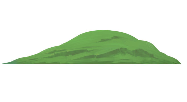 Lush green grass hill hand drawn illustration isolated on white background PNG