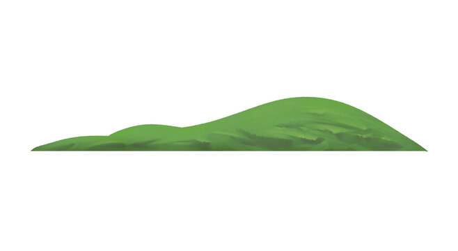 Lush green grass hill hand drawn illustration isolated on white background PNG