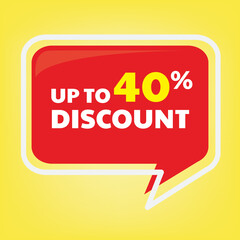 discount up to 40 percent sign label , good for retail business banner design. perfect to put on your product content