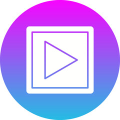 Play Button Gradient Circle Glyph Inverted Icon
