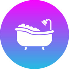 Bathtub Gradient Circle Glyph Inverted Icon