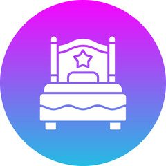 Obraz premium Single Bed Gradient Circle Glyph Inverted Icon