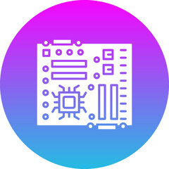 Fototapeta premium Motherboard Gradient Circle Glyph Inverted Icon