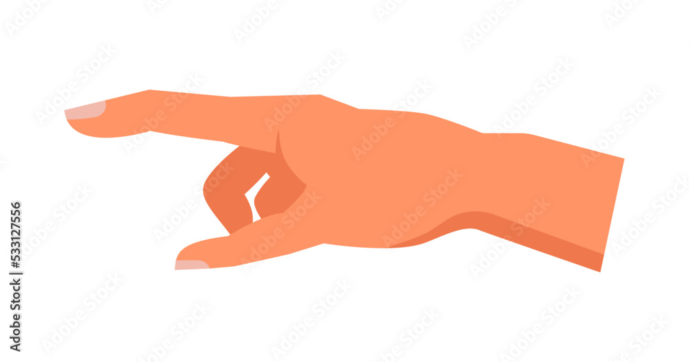 Poster pointing finger showing direction, isolated hand gesture. nonverbal communication, language of signs
