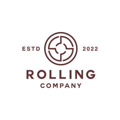 Monoline rolling Logo vector design graphic emblem