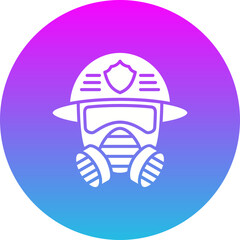 Fireman Mask Gradient Circle Glyph Inverted Icon