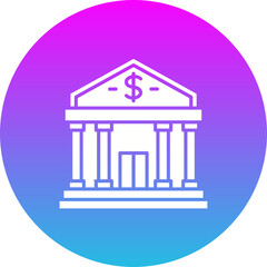 Bank Gradient Circle Glyph Inverted Icon
