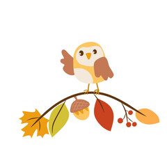 autumn bird with a leaf