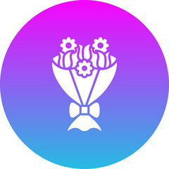 Flower Bouquet Gradient Circle Glyph Inverted Icon