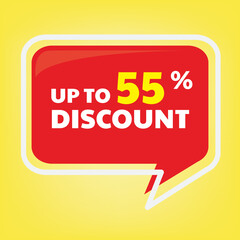 discount up to 55% sign label , good for retail business banner design. perfect to put on your product content