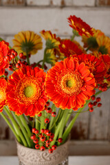 Bouquet of orange gerbera daisies.