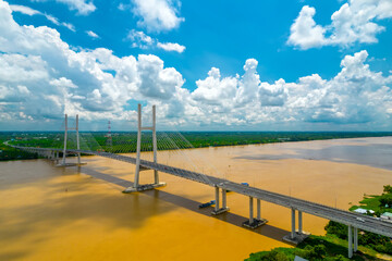 Cao Lanh bridge, Cao Lanh city, Vietnam, aerial view. Cao Lanh bridge is famous bridge in mekong...