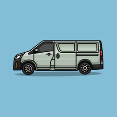 Minibus vector mockup. Isolated template of minivan vehicle branding and corporate identity. View from the side.