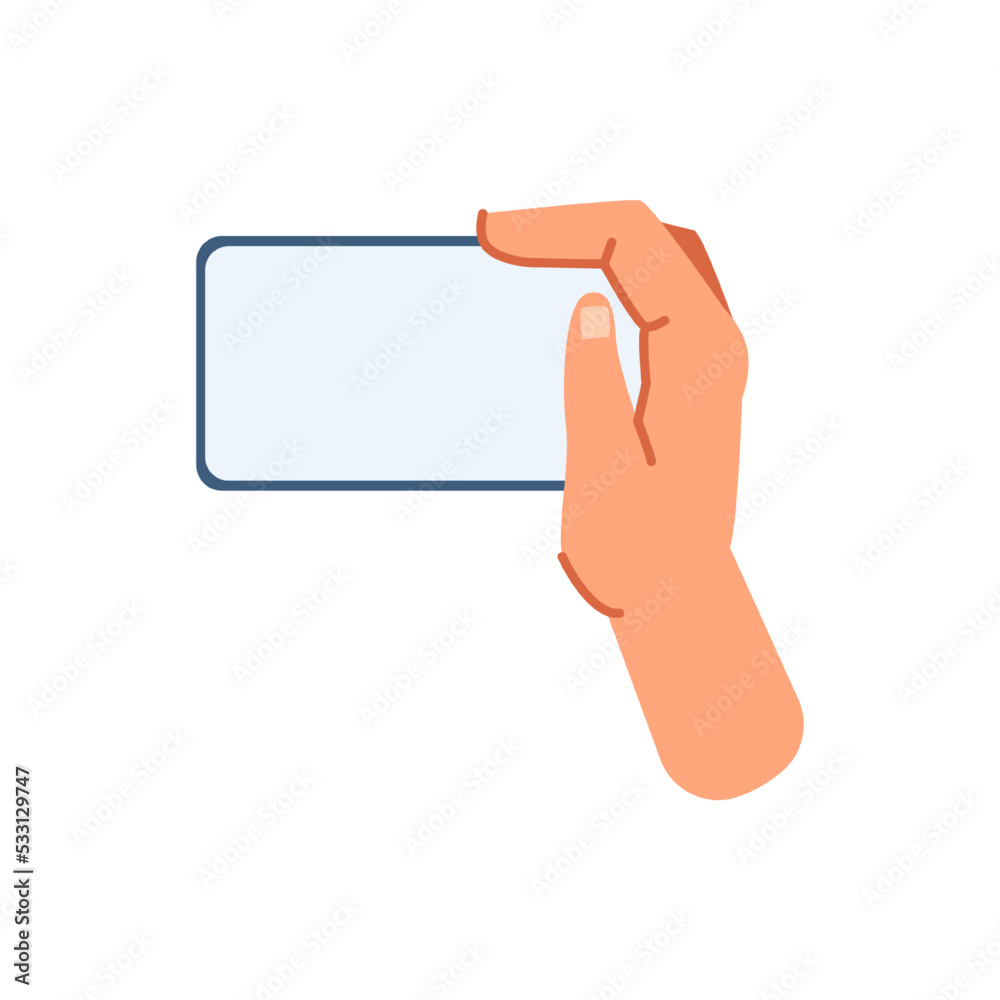 Fototapete user holding smartphone with blank screen, isolated touchscreen with copy space. character hand with