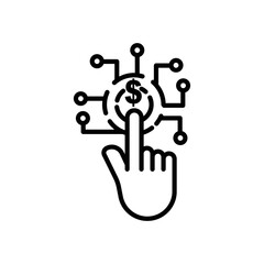 Hand touch line icon illustration with dollar. icon related to fintech. Line icon style. Simple design editable