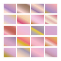 Fototapeta premium Mobile screen lock display collection of colorful backgrounds in trendy neon colors. Modern screen vector design for mobile app. Soft color abstract pastel holographic gradients. Swatches for design