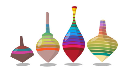 Vector illustration, set of spinning top flat design, suitable for banner, poster or card, holiday concept