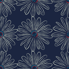Obraz premium Seamless fabric of floral Line Pattern Vector, like ornament vector. Suit for package design, wallpaper, fashion print.