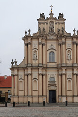 Fototapeta na wymiar Warsaw, Poland - 11.26.2021: Visitants Catholic Church in Warsaw