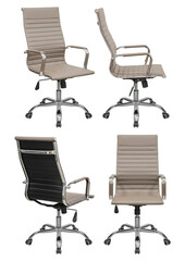 Office chair with chrome coating. Isolated from the background. View from different sides