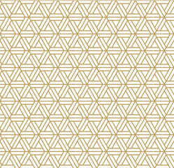  seamless luxury hexagon pattern with golden line on beige background vector.