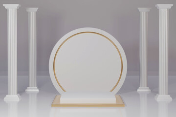 3D rendering abstract platform podium product presentation backdrop luxury white and gold