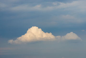 beautiful blue sky and white fluffy cloud horizon outdoor for background.