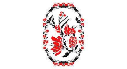 Embroidered good like old handmade cross-stitch ethnic Ukraine pattern. Ukrainian towel ornament, rushnyk called, vector.