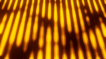 Abstract Orange Lights Bokeh equalizer bar Effect.Technology Particles Surface Grid.,3D model and illustration.