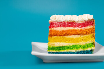 One sweet and tasty rainbow cake dessert