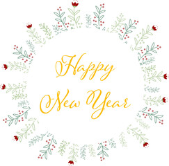 Obraz premium golden merry christmas calligraphy in green wreath